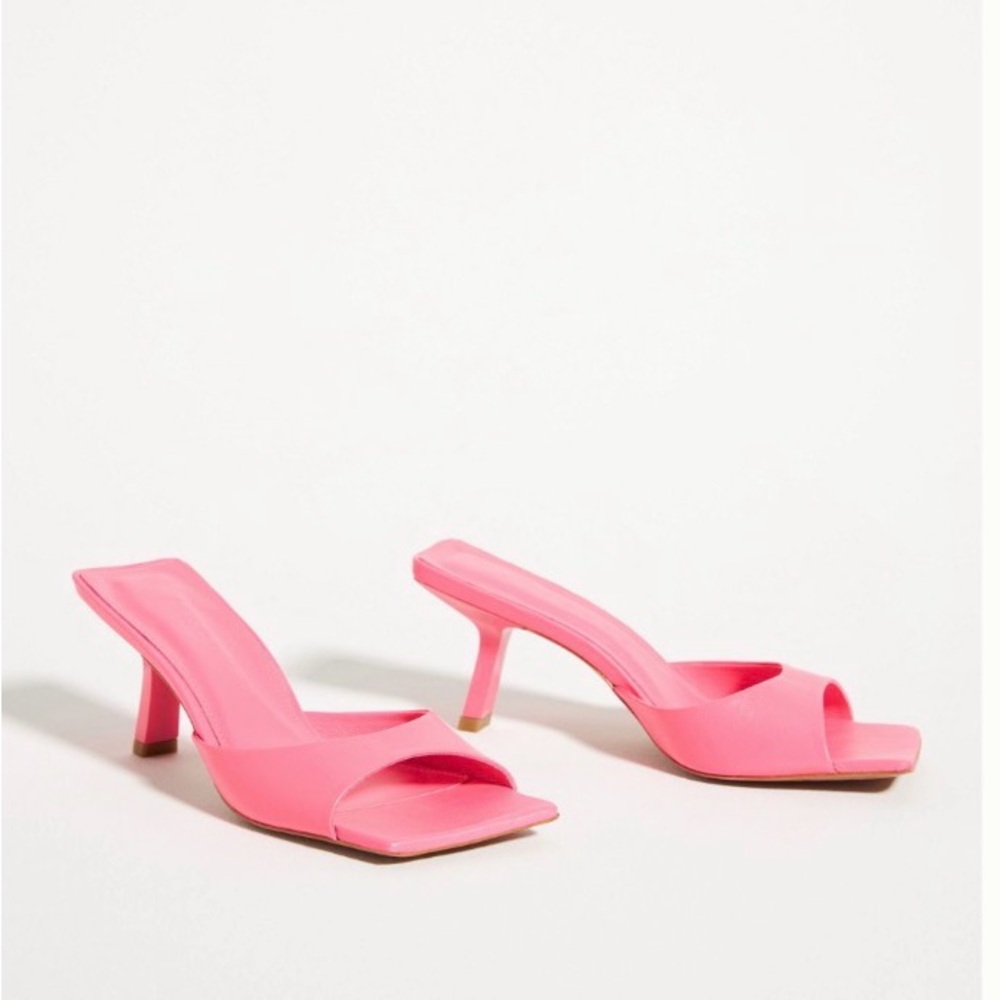 Anthropologie Elegant Pink Heeled Mules